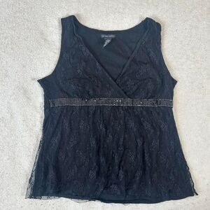 New York and Co Whimsigoth Sequin Floral Tank